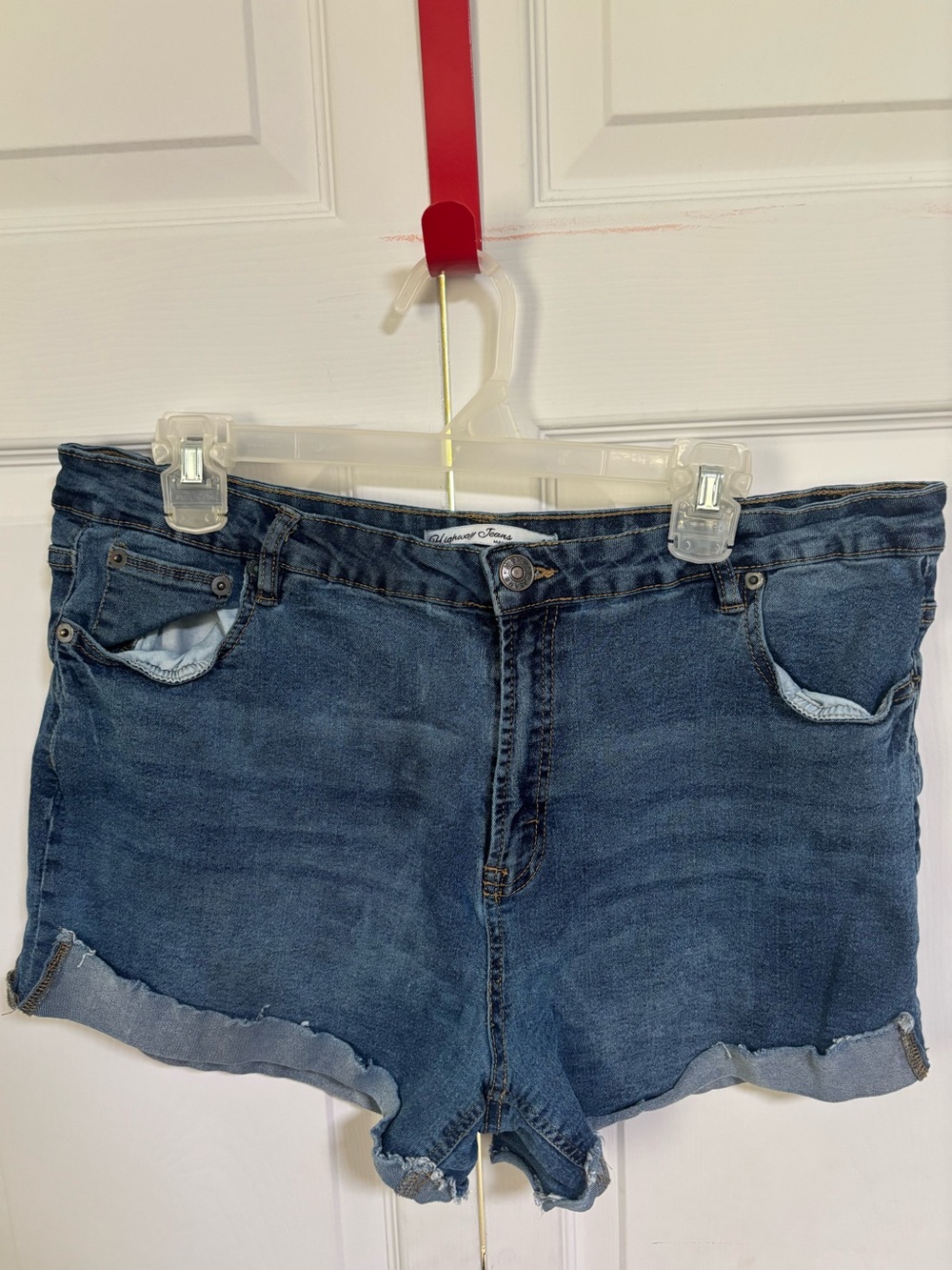 Highway Jeans Medium Wash Frayed-Hem Denim Shorts